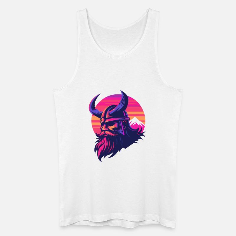 Wikinger Synthwave 3 - Männer Bio Tank Top - Weiß