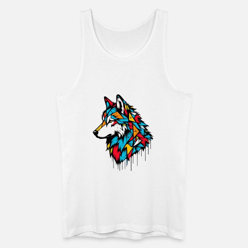 Wolf - Männer Bio Tank Top - Weiß