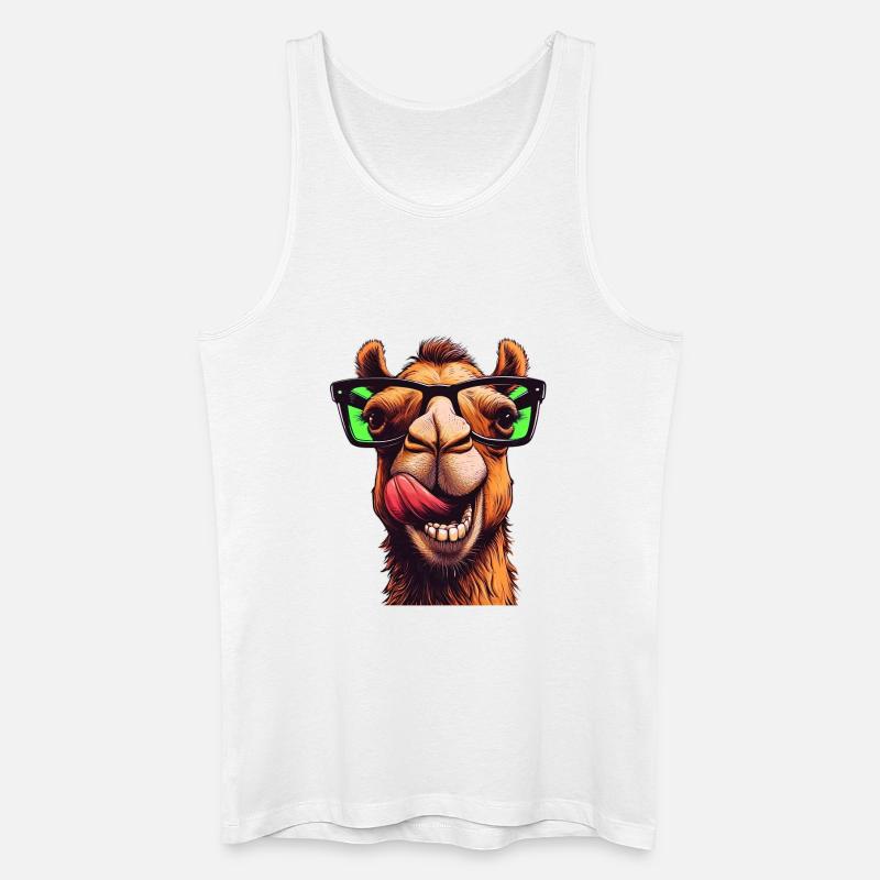 Kamel mit Sonnenbrille - Männer Bio Tank Top - Weiß