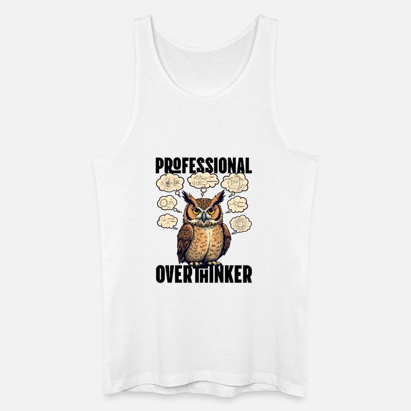 Professional Overthinker – Eule mit Gedankenblasen - Männer Bio Tank Top - Weiß