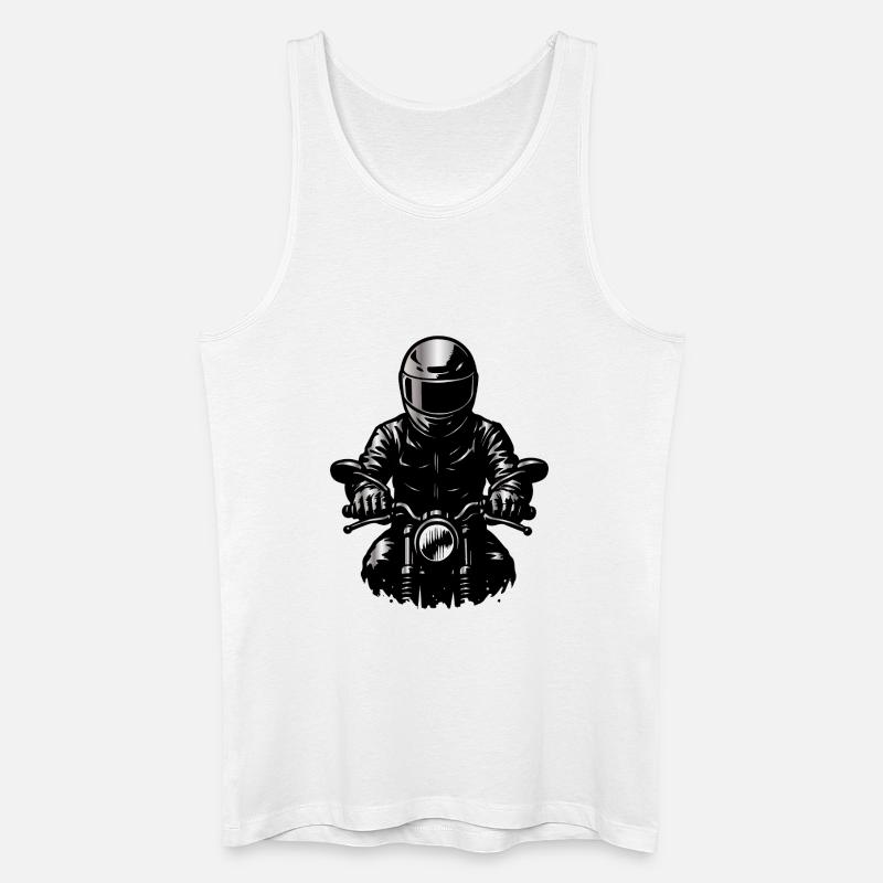 Motorradfahrer im Helm – Frontansicht Illustration - Männer Bio Tank Top - Weiß