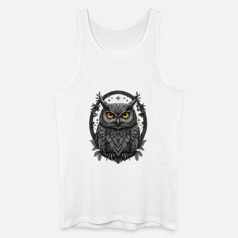 Silbergraue Eule im Sternenring - Männer Bio Tank Top - Weiß