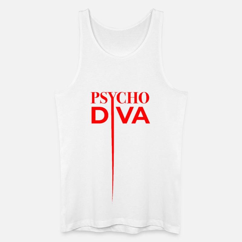 Psycho Diva – Sarkasmus-Spruch Rot - Männer Bio Tank Top - Weiß