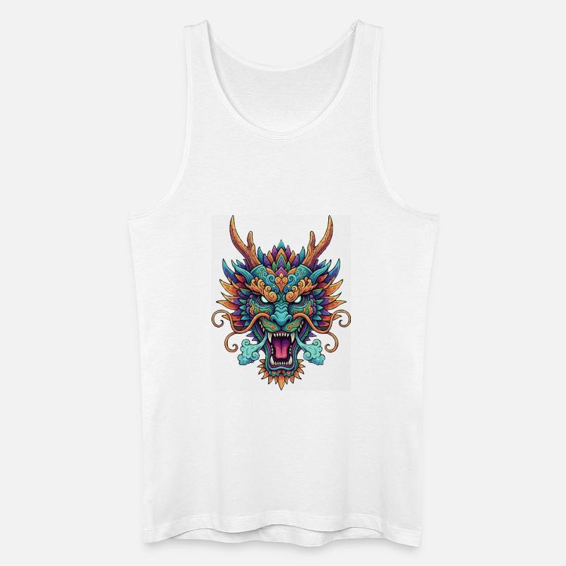 Bunte Drachenmaskenkunst - Männer Bio Tank Top - Weiß