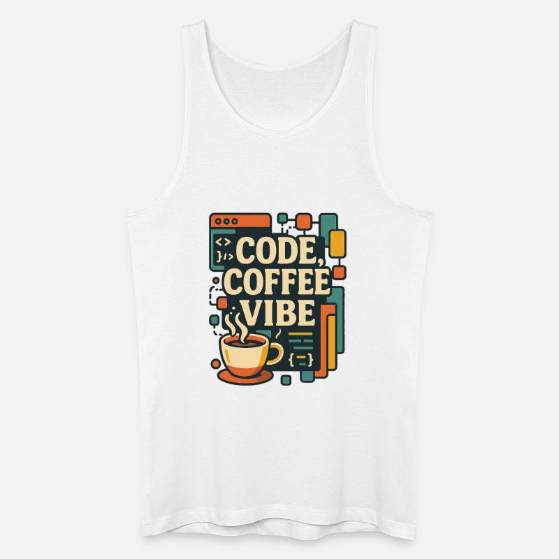 Code Coffee Vibe – Funny Programmer T-Shirt - Men’s Organic Tank Top - white