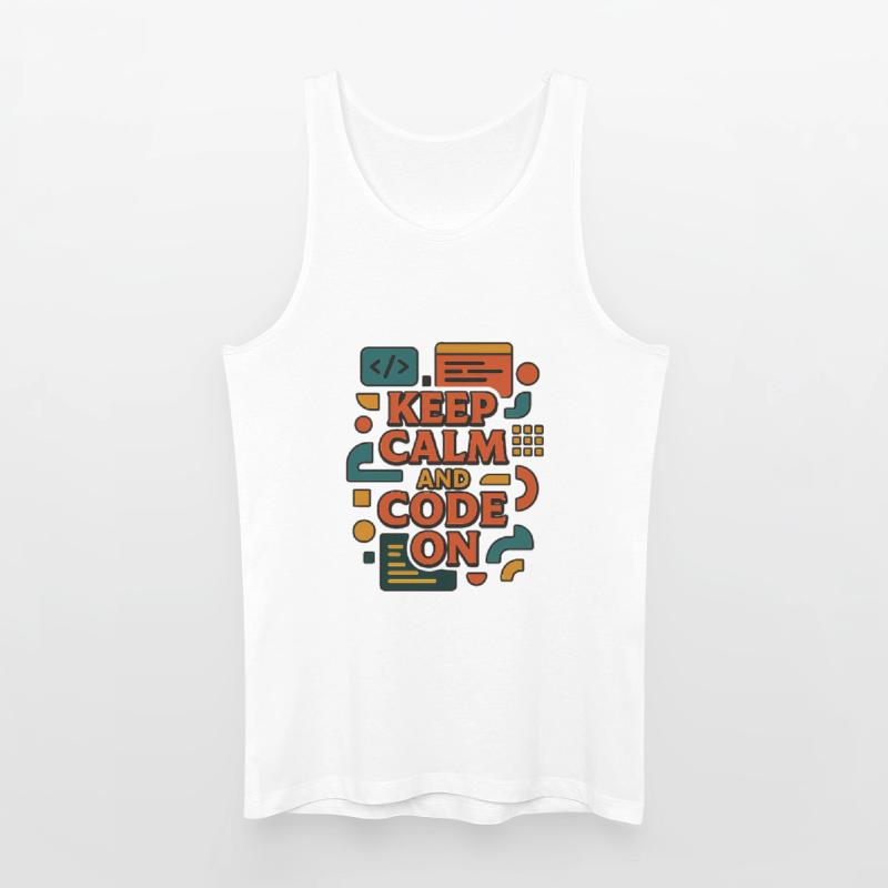 Keep Calm and Code On – Lustiges Coder Shirt Männer Bio Tank Top