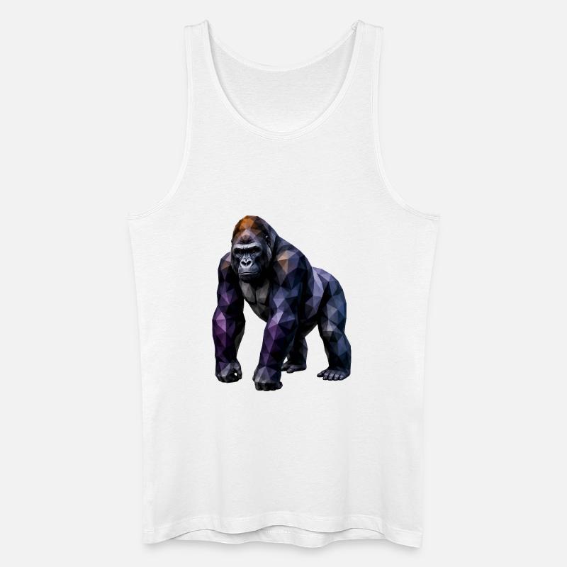 Gorilla Polygon – Farbige Geometrie - Männer Bio Tank Top - Weiß