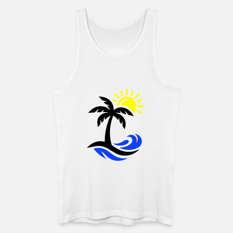 Océan Palm Tree Beach - Débardeur bio Homme - blanc