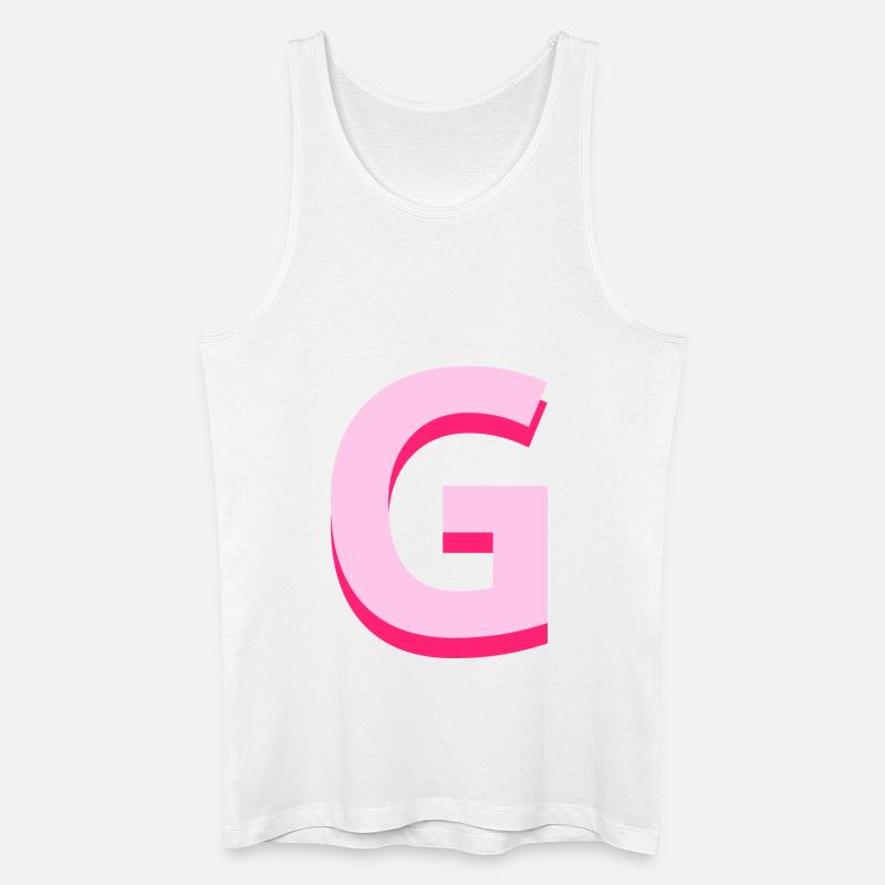Pop og moderne pink bogstav g - Økologisk tanktop til mænd - hvid