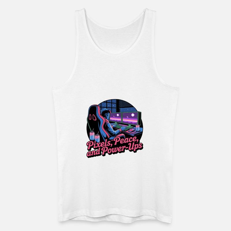 Pixels, Peace & Power-Ups – Gaming-Setup - Männer Bio Tank Top - Weiß