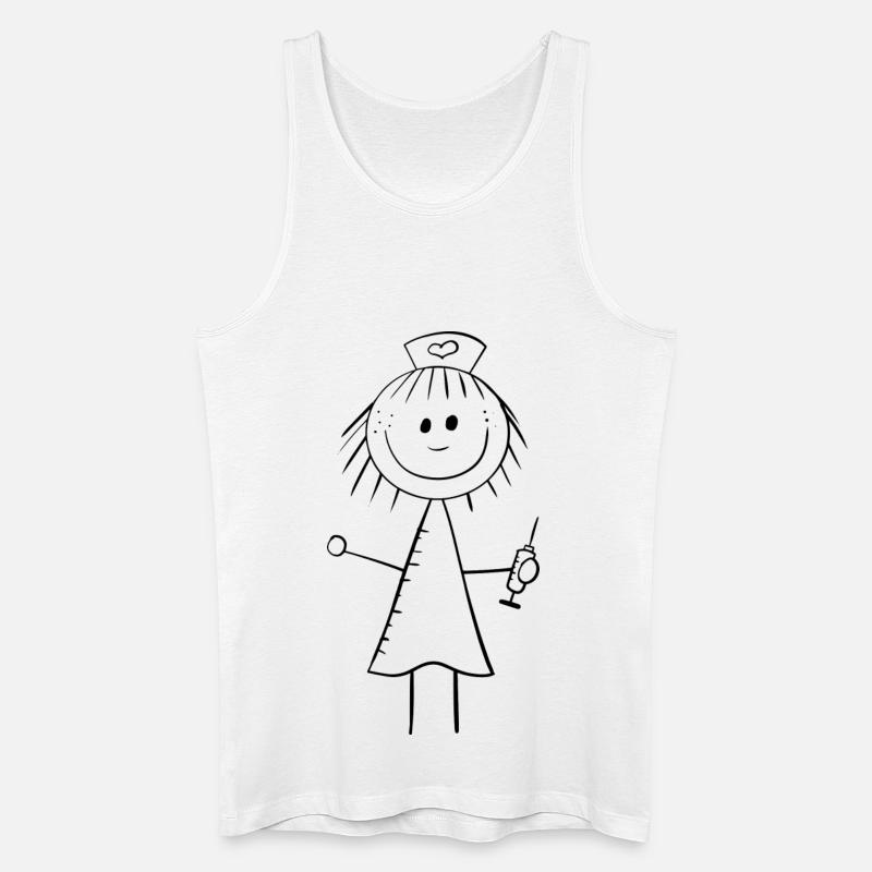 Lustiges Krankenschwester Strichmännchen - Männer Bio Tank Top - Weiß