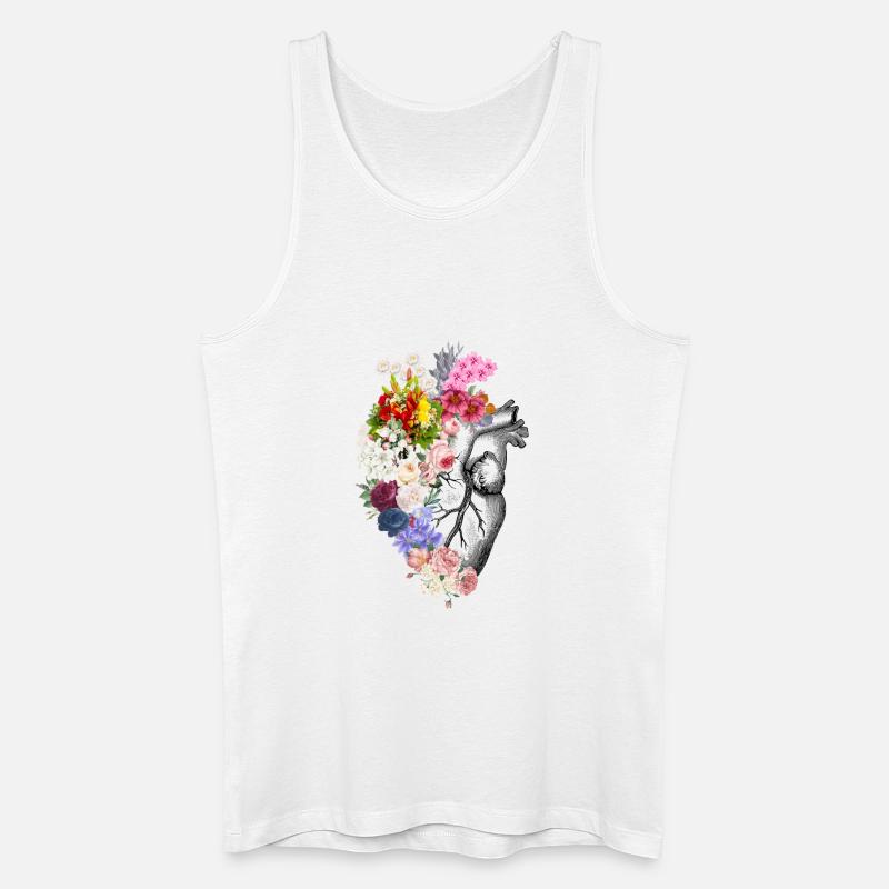 Florales anatomisches Herz - Männer Bio Tank Top - Weiß