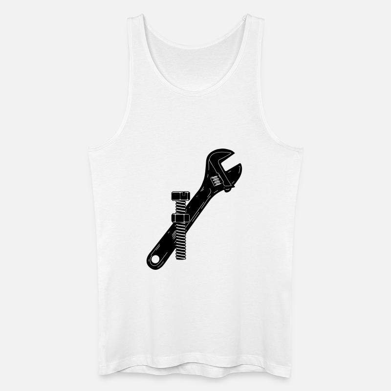 Baco Schlüsselmutter und Schraube - Männer Bio Tank Top - Weiß
