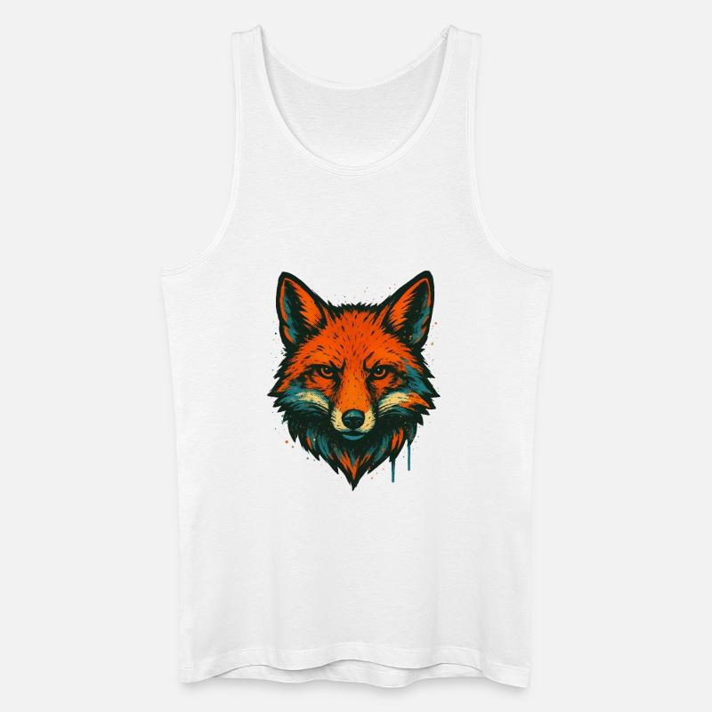 Fuchs im Neon-Graffiti - Männer Bio Tank Top - Weiß