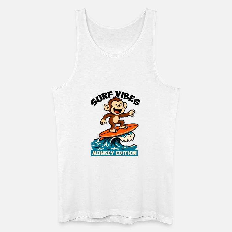Surf Vibes, Monkey Edition. Glücklicher Surfaffe - Männer Bio Tank Top - Weiß