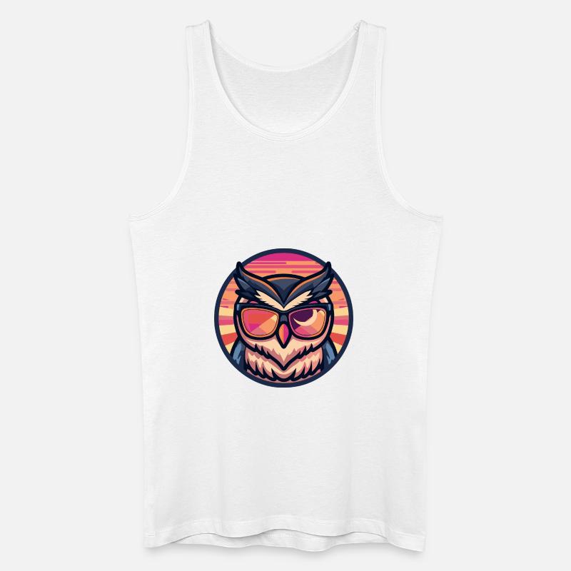 Eule Comic Cool Sommer - Männer Bio Tank Top - Weiß
