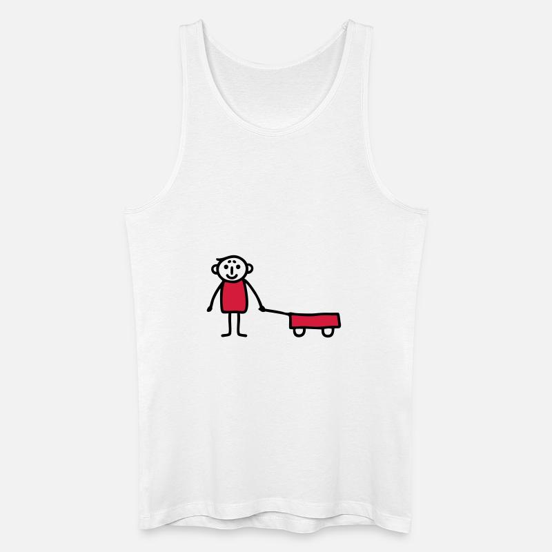 Junge mit Bollerwagen - V2 - Männer Bio Tank Top - Weiß