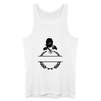 Welder logo transparent with laurel wreath - Men’s Organic Tank Top - white - Front