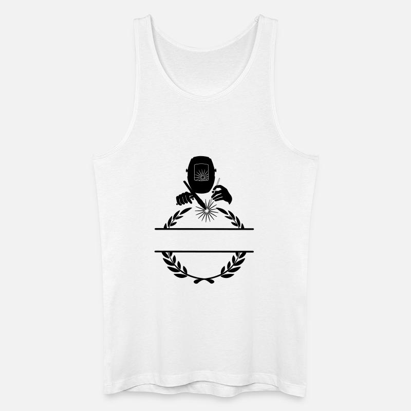 Schweißerlogo transparent mit Lorbeerkranz - Männer Bio Tank Top - Weiß