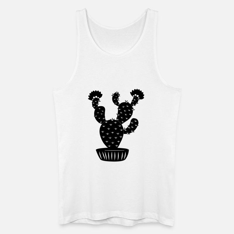 Blumentopf mit Kaktus - Männer Bio Tank Top - Weiß