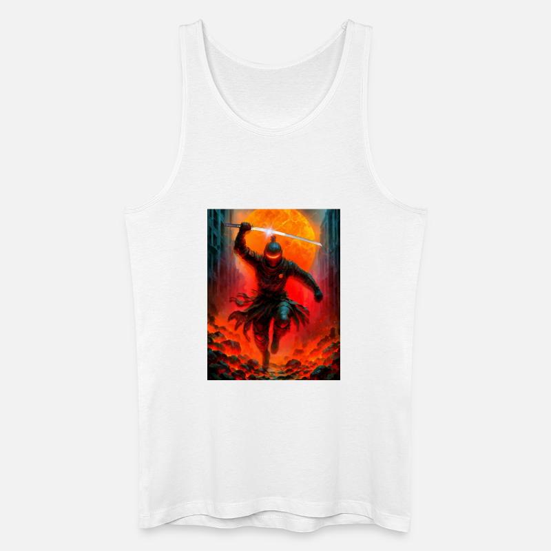 Feuriger Ninja im Kampf - Männer Bio Tank Top - Weiß