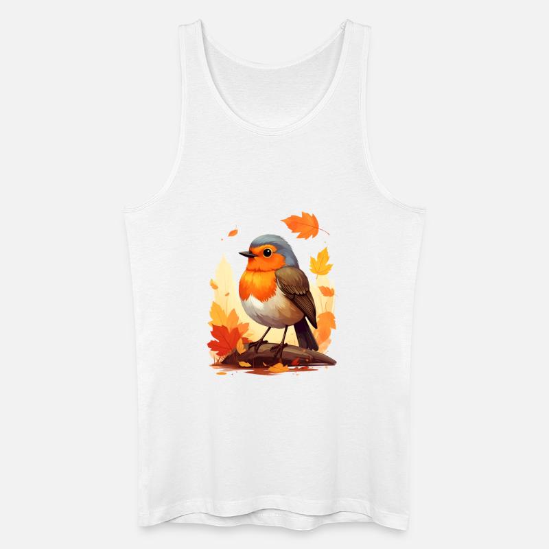 Rotkehlchen im Herbst - Männer Bio Tank Top - Weiß