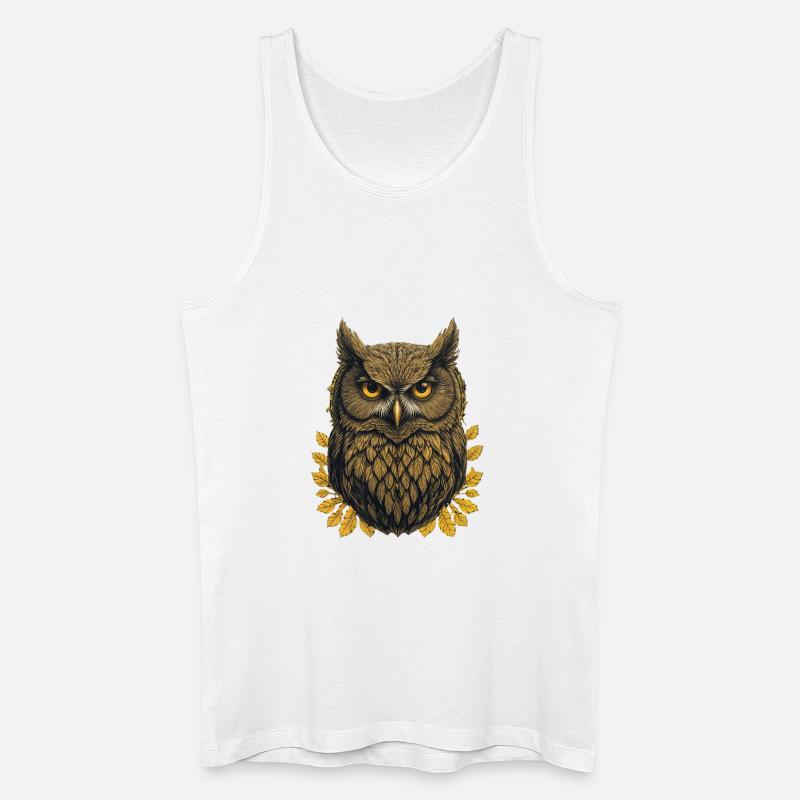 Goldene Eule im Herbstlaub - Männer Bio Tank Top - Weiß