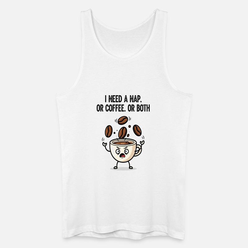 Nickerchen oder Kaffeetassen-Stimmung - Männer Bio Tank Top - Weiß