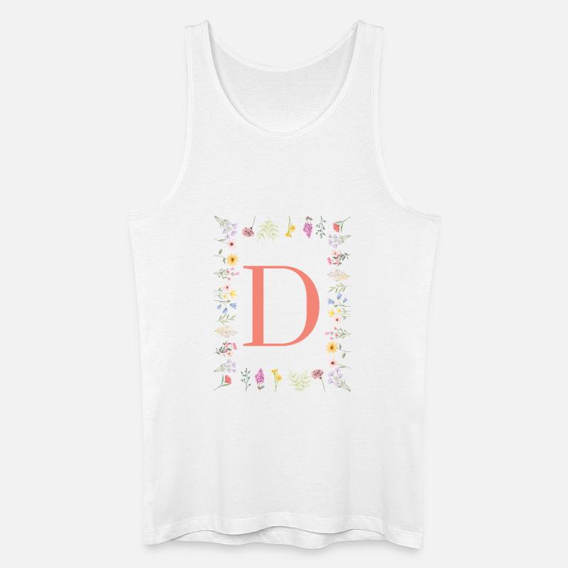 Florale Initialen "D", Buchstaben Monogramm  - Männer Bio Tank Top - Weiß