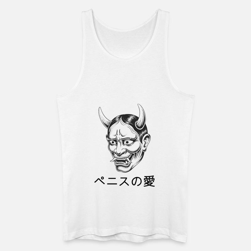 Hannya Maske - Japanisches Dämonendesign - Männer Bio Tank Top - Weiß