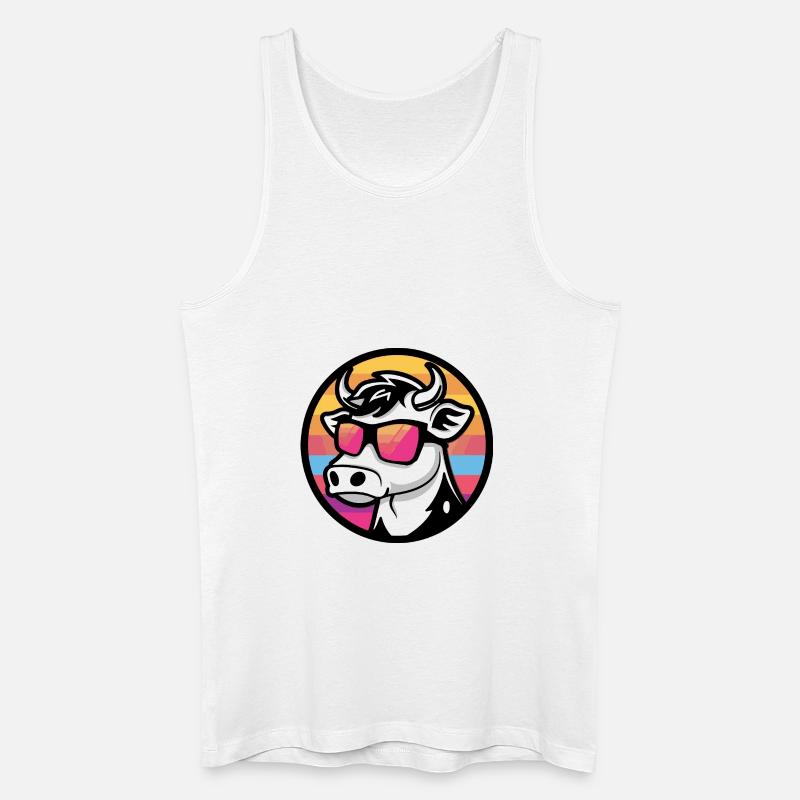 Kuh Comic Cool Sommer - Männer Bio Tank Top - Weiß