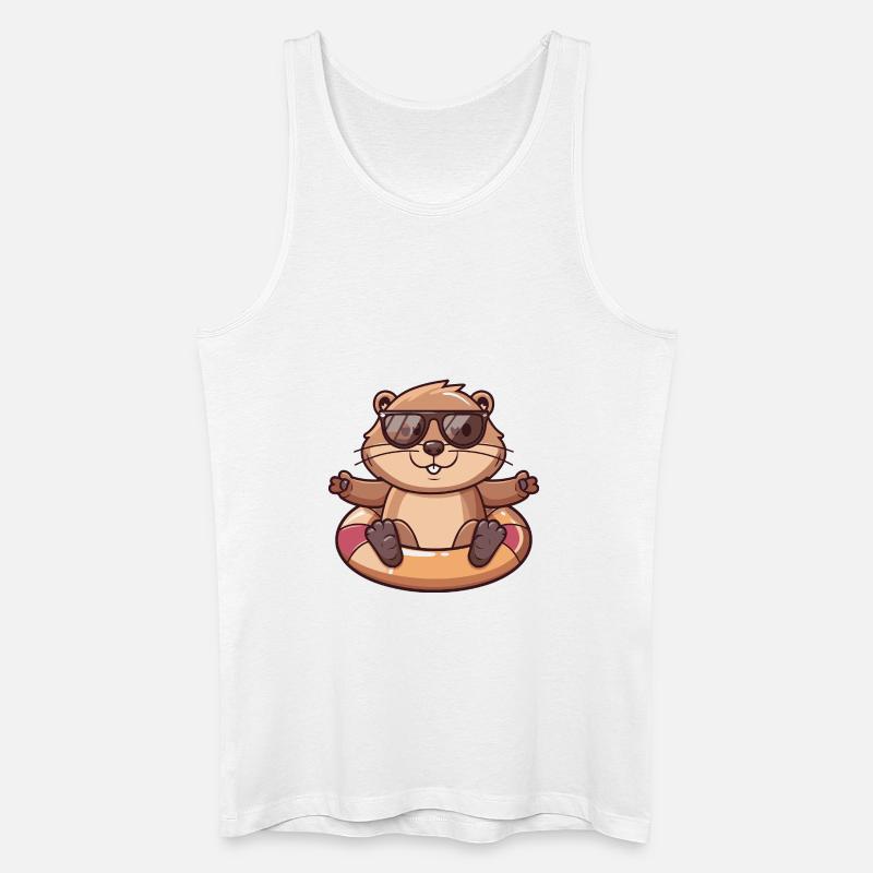 Biber Comic Cool - Männer Bio Tank Top - Weiß