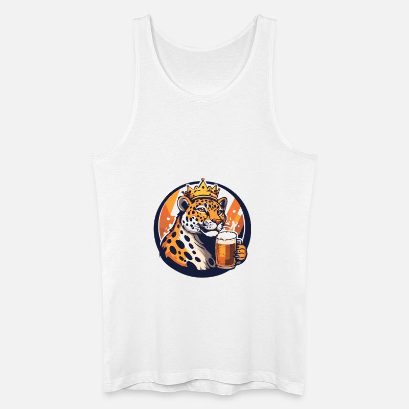 Leopard Bier - Männer Bio Tank Top - Weiß