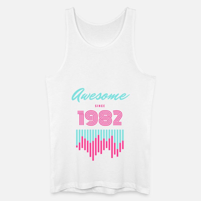 Genial seit 1982 Neon Pulse - Männer Bio Tank Top - Weiß