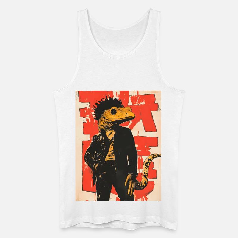 Dino Gecko Punk mit Graffiti - Männer Bio Tank Top - Weiß