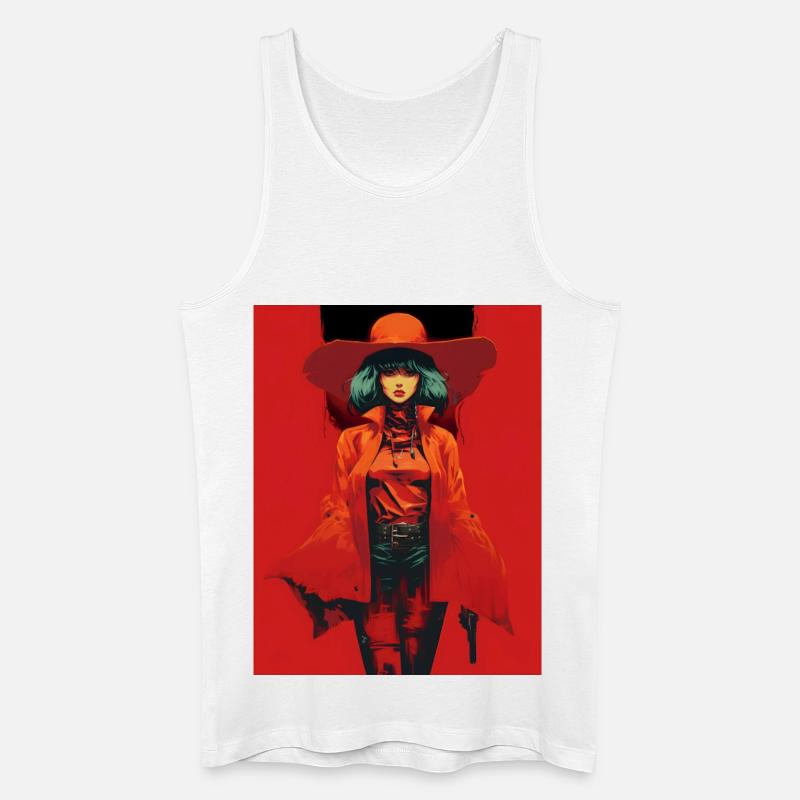 Frau mit Orange Mantel Breiter Hut - Männer Bio Tank Top - Weiß
