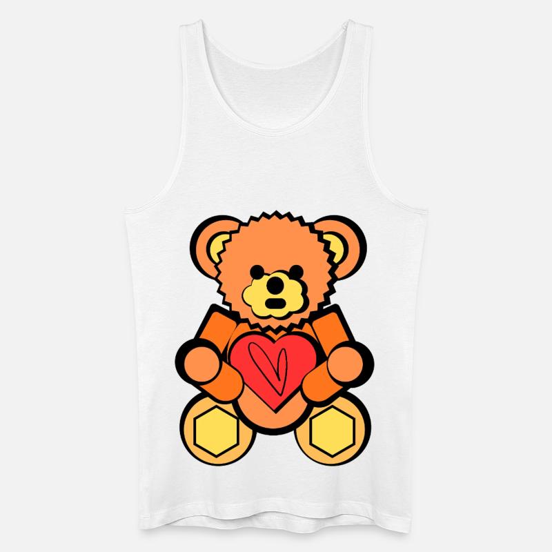 Bär mit Herz Block Art  - Männer Bio Tank Top - Weiß