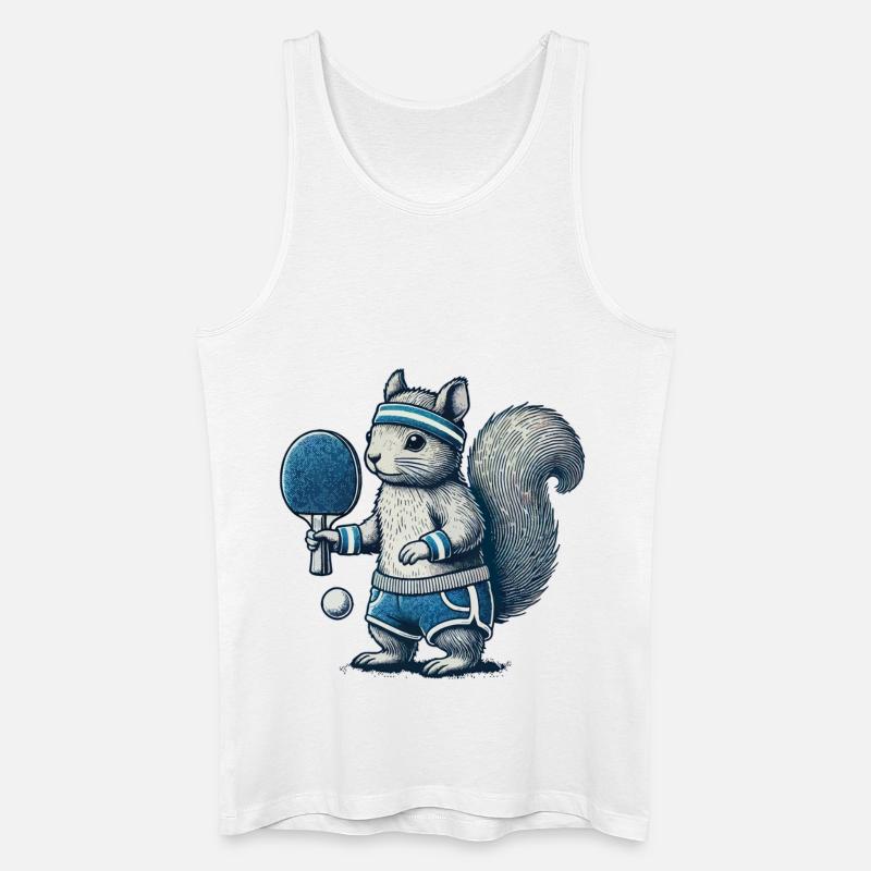 Retro Tischtennis Eichhörnchen Spaß - Männer Bio Tank Top - Weiß