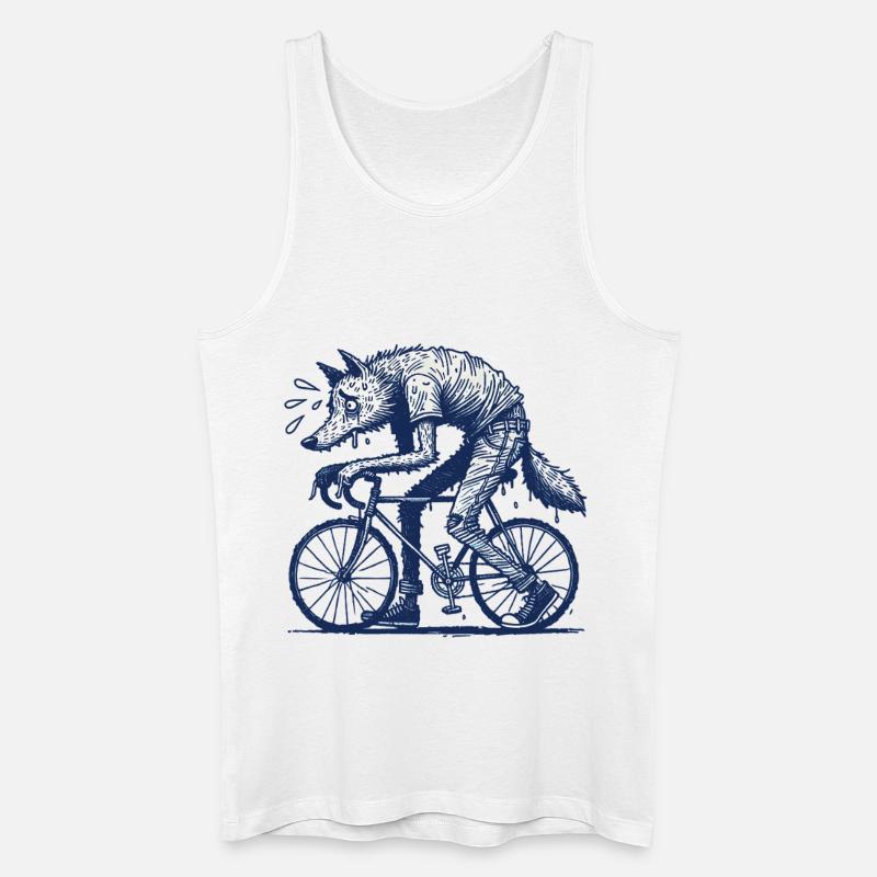 Bicycle Wolf Design Créatif Cyclisme - Débardeur bio Homme - blanc
