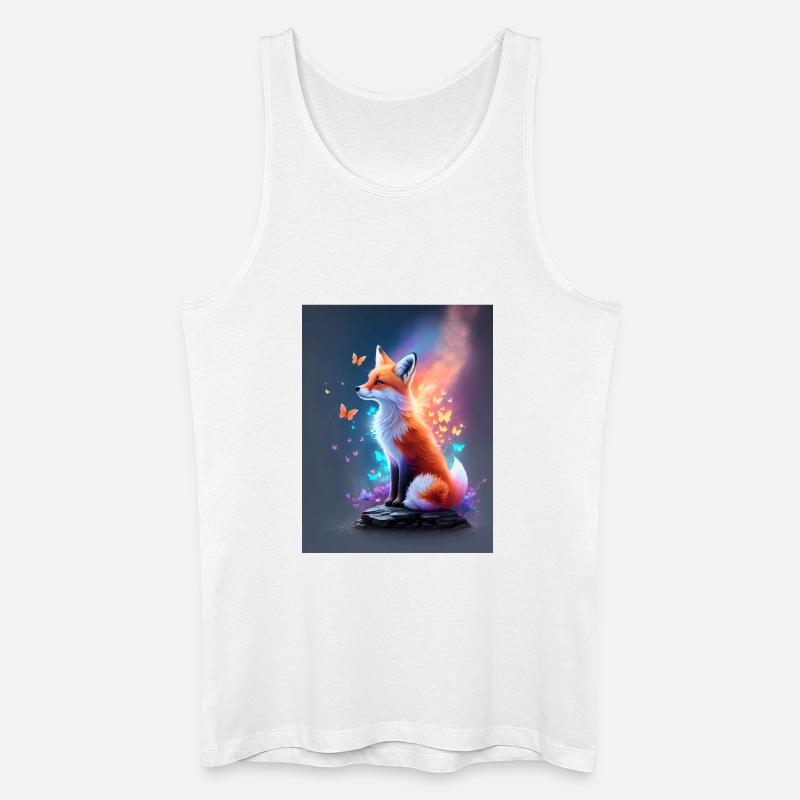 Fantastischer Fuchs mit bunten Schmetterlingen - Männer Bio Tank Top - Weiß