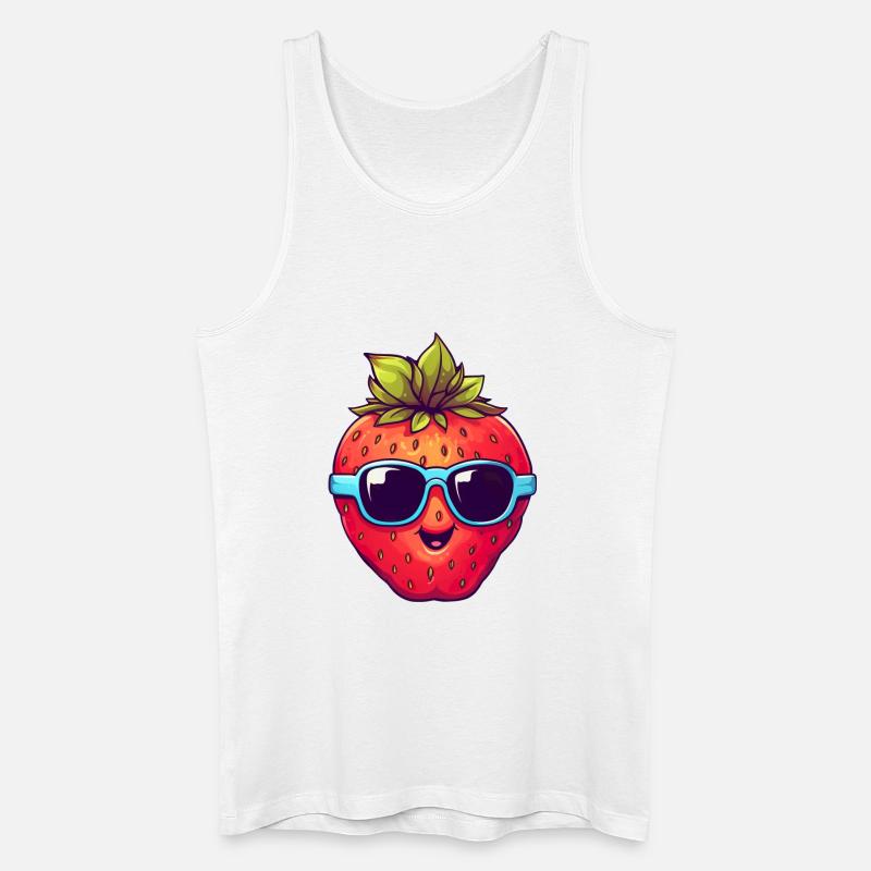 Coole Erdbeere mit Sonnenbrille - Männer Bio Tank Top - Weiß