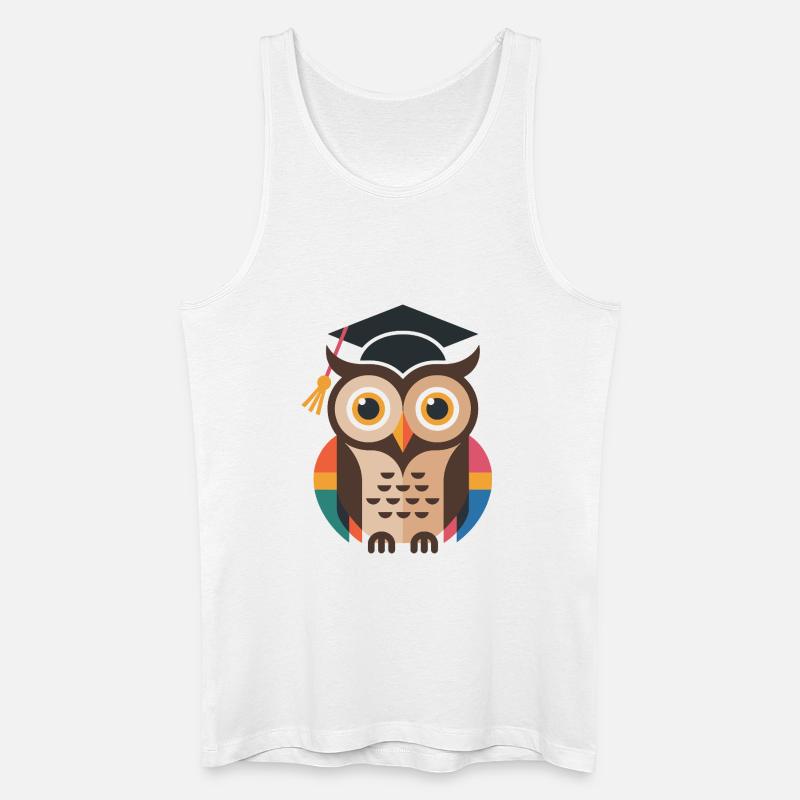Bunte Abschluss-Eule mit bunten Gefieder - Männer Bio Tank Top - Weiß