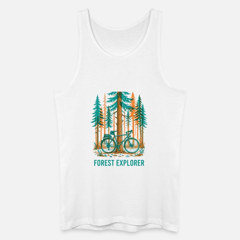 Forest Explorer Risograph Fahrradkunst - Männer Bio Tank Top - Weiß