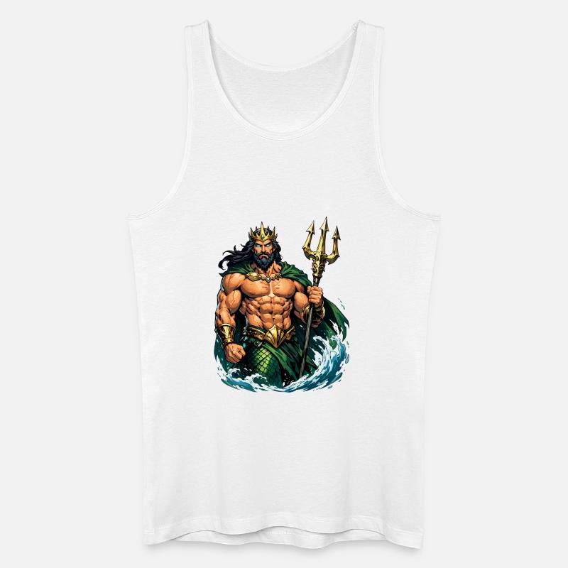 Poseidon-König mit Dreizack - Männer Bio Tank Top - Weiß