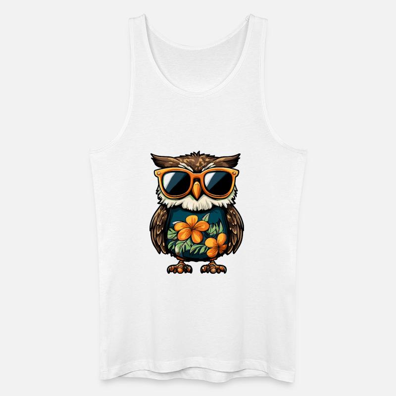 Eule Comic Urlaub - Männer Bio Tank Top - Weiß