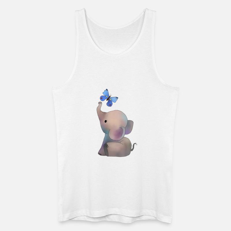 Elefant mit Schmetterling - Männer Bio Tank Top - Weiß