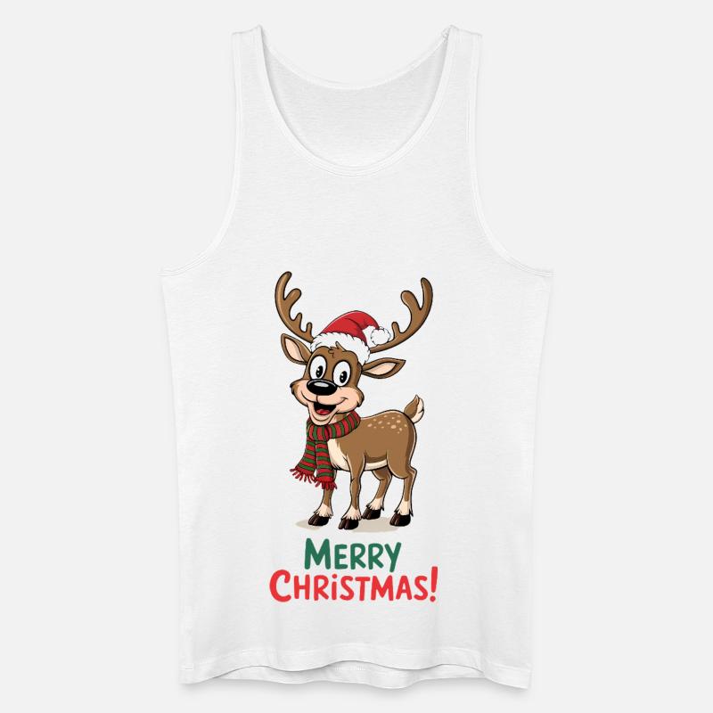 Rentier Weihnachtspullover lustig süß niedlich - Männer Bio Tank Top - Weiß