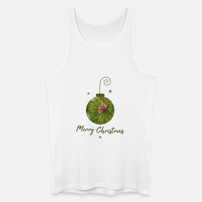 Grüne Weihnachtskugel mit Tannenzapfen - Männer Bio Tank Top - Weiß