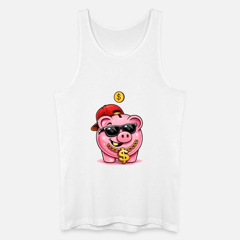 Cooles Sparschwein mit Dollar-Kette - Männer Bio Tank Top - Weiß