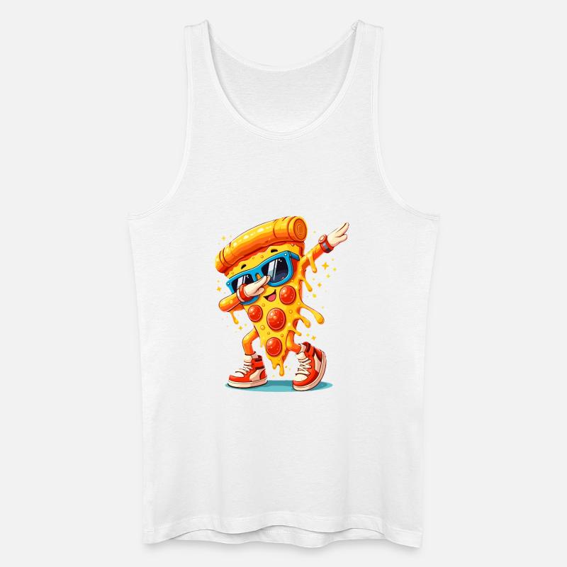 Dupper pizza med solbriller Dab Dance Cheese Pizza - Økologisk tanktop til mænd - hvid